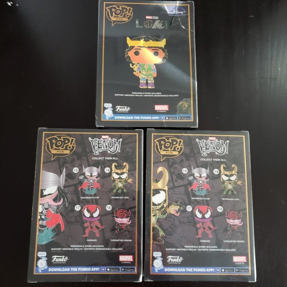 Funko Pop Pins Kid Loki, Venomized Loki & Venomized Thor - Picture 5 of 6